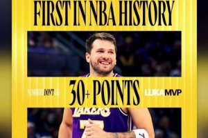 东契奇九连胜场场30+&历史NBA首人 詹姆斯转发祝贺 - 资讯配图