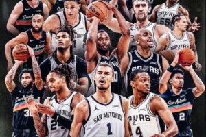 马刺官方晒2026西南赛区冠军海报:文班C位 福克斯瓦塞尔左膀右臂 - 资讯配图