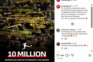 不含受疫情影响三个赛季，德甲连续22个赛季现场观众人数超1000万 - 资讯配图