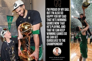 Deuce鼓励塔图姆：为爸爸感到骄傲&他是超级大英雄 继续去夺冠吧 - 资讯配图