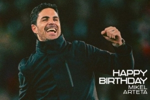 阿尔特塔迎来44岁生日，阿森纳官推发文祝福：生日快乐！ - 资讯配图