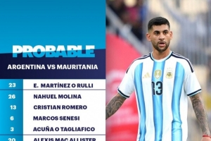 TYC预测阿根廷友谊赛首发：小蜘蛛、帕斯、恩佐、塞内西在列 - 资讯配图