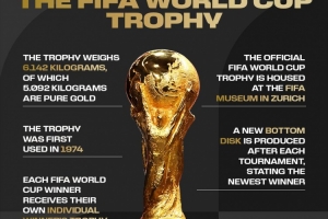 国际足联科普大力神杯:总重6.142公斤,其中5.092公斤为纯金 - 资讯配图