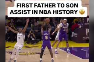 詹姆斯→布朗尼 NBA历史首次父亲给儿子的助攻！詹姆斯自豪转发 - 资讯配图