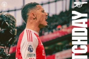 大战在即！阿森纳发布对阵曼城海报，萨利巴单人出镜 - 资讯配图