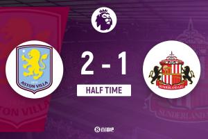 半场-阿斯顿维拉2-1桑德兰 沃特金斯头球双响阿马杜·奥纳纳中楣 - 资讯配图