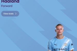 打入制胜球，英超官方：哈兰德当选曼城2-1阿森纳全场最佳球员 - 资讯配图