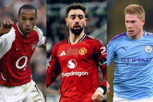 还剩5场！B费已送出18次助攻，英超纪录是亨利和德布劳内的20次 - 资讯配图